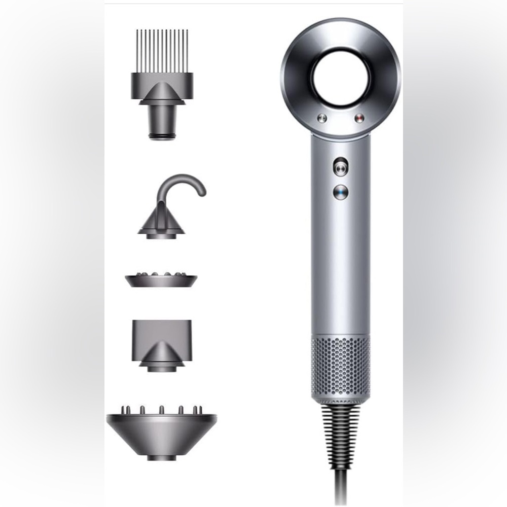 Dyson Supersonic HD07 Hair Dryer White/Silver With Attachments - Barely Used